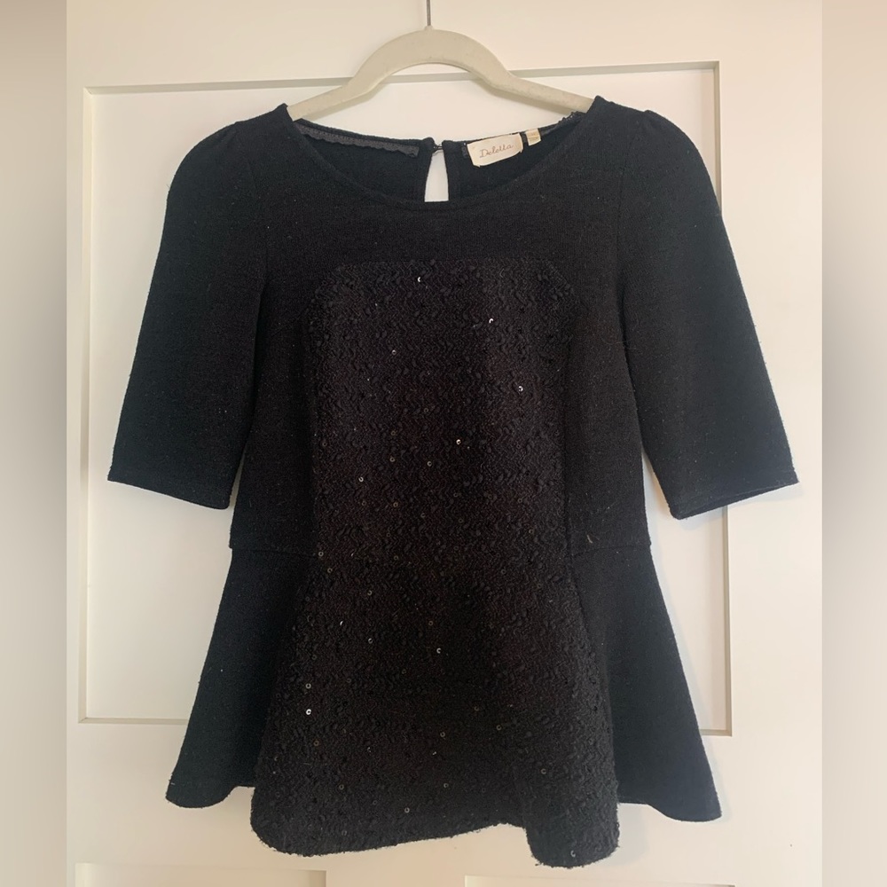 Anthropologie Deletta Sequin Peplum Sweater